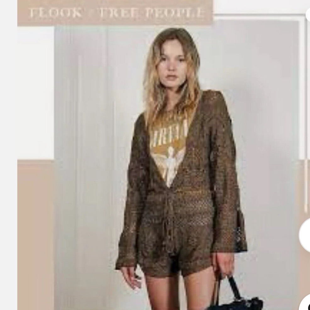Nwt Free People Flook Camellia Crochet Playsuit Romper Size Xs Z141-15
